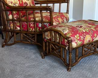 Hicks (?) Bamboo Chair and Ottoman