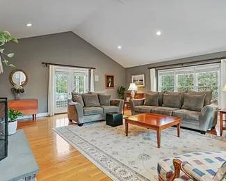 Huffman Koos Microfiber Sofa and Loveseat, Chairs, Lane Tables, Lamps, Art and Mirrors (No rug)