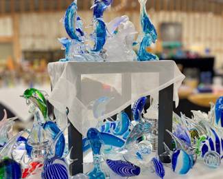 Lots Glass Dolphins Figures & Paperweights