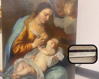 Oil on Canvas. 36” x 28”
Madonna & Child : nursing
Attributed to AnthonyVan Dyke workshop
Unframed / c1641