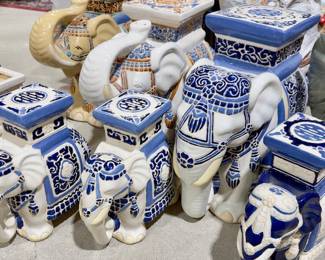 Numerous Elephant Garden Stools Various Colors Import