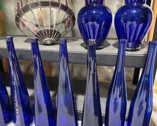 Vintage Blue Tall Glass