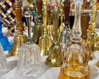 Bell Collection in Brass & Fenton Glass +
