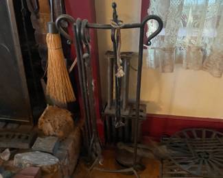 . . . primitive fireplace tool set