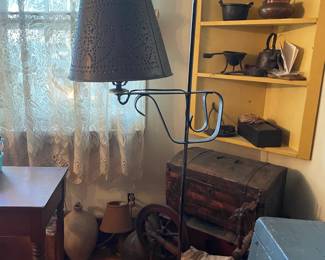 . . . standing lamp and chests