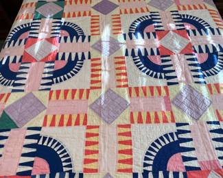 Rainbow road hand pieced quilt