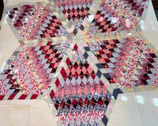 Texas Star hand pieced quilt topper