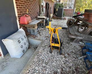 picnic table and small tiller