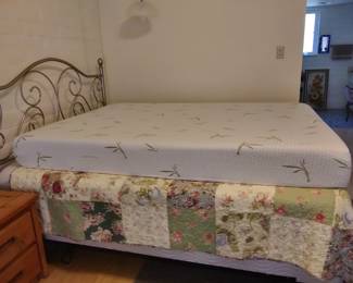Full size foam mattress (top) $50, queen size foam mattress and box springs $100, bed frame included with purchase of both.
