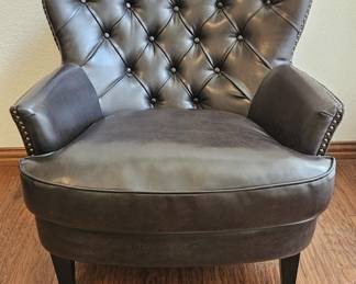 Leather Lounge Chair w/ Tufted Back, 1/2