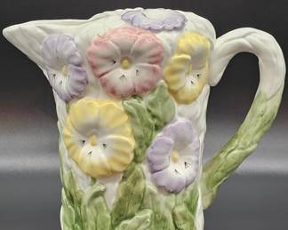 Textured Ceramic Petunia Flower Pitcher