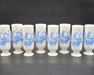 (8) Vtg. Avon Milk Glass Footed & Handled Liqueur