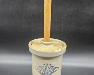 Antique Pottery Butter Churn w/ Eagle