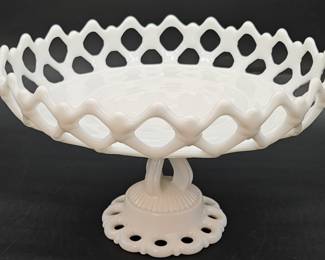 Westmoreland Milk Glass Pedestal Fruit Bowl