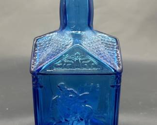Vintage Blue Syrup Bottle w/ Paul Revere