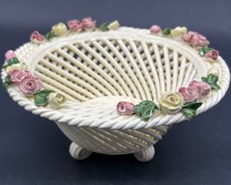 Capodimonte-Style Pierced Basket Bowl - Italy