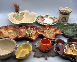 Fall Ceramics: Leaf Dishes, Bowls, Crock, etc.