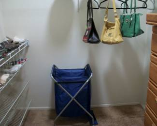 purses, laundry bag, shoes, hats