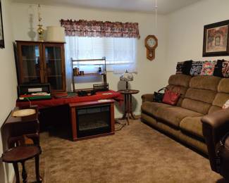 console table, leather top stand LOTS of Vera Bradley