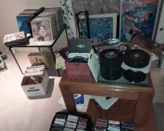 Approximately 300 45s and approximately 300 cassette tapes