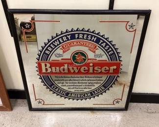 Large quantity of beer mirrors to choose from in catalog; www.osborneauctionservice.com