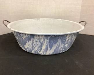 Blue swirl enamelware basin