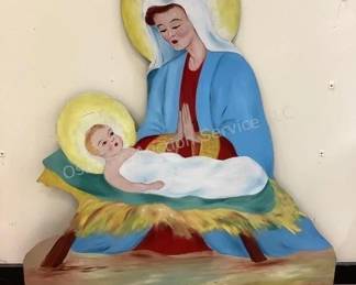 Large Handpainted Vintage Christmas Art