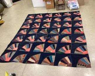 Vintage crazy fan quilt