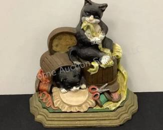 Cast iron kitten doorstop