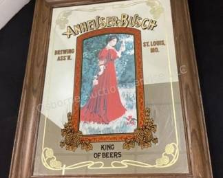 Large quantity of beer mirrors to choose from in catalog; www.osborneauctionservice.com