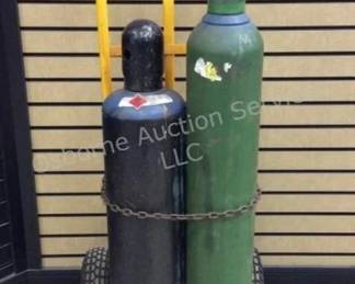 Oxygen & Acetylene tanks with cart