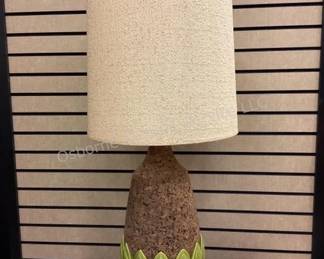 Large Mid Century Modern Cork Lamp