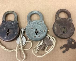 Vintage padlocks with keys