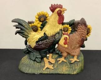 Caster Iron Chicken Doorstop