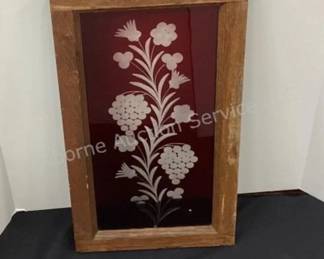 Rube red etched glass suncatcher