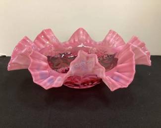 Cranberry glass bowl