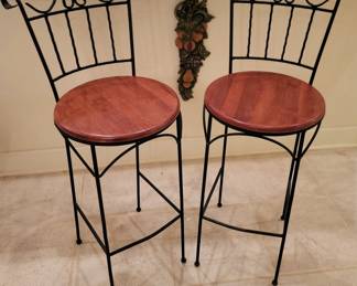 Pr. of Iron & Wood Bar Stools