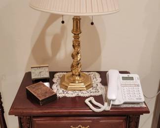 1 of 2 Ethan Allen Night Stand and Brass Table Lamp