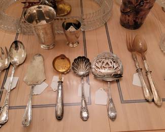 French Silver Plate Pie Server Frionnet Francas Pre 1944,, French Sugar Sifter with Sterling Handle, French Asparagus Server by Roux-Marquiand 1876,