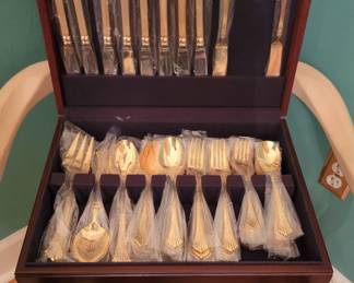Gold Wash Flatware Service for 8