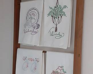 Set of Days of the Week Embroidered Towels 