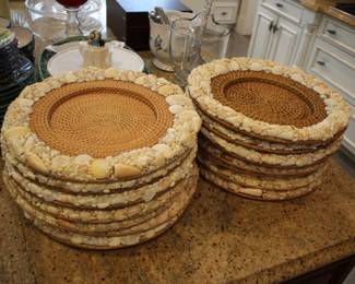 Pottery Barn sea shell & woven under plates