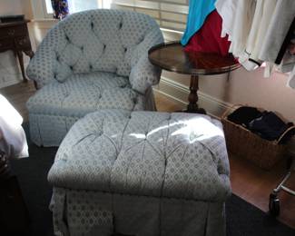 Upholstered chair & otoman