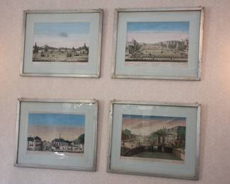 Four vintage French etchings