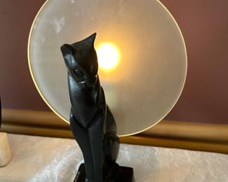 Art deco cat lamp