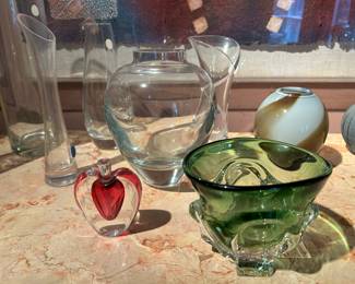 Zeolite perfume bottle, signed green bowl