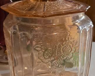 Pink Depression Glass Jar