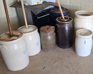 Antique and vintage butter churns
