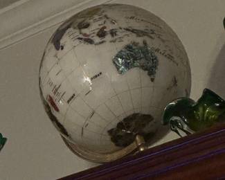 Antique gemstone abalone shell mother of pearl globe
