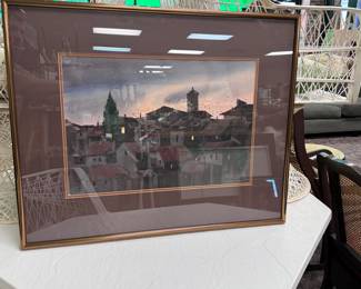 Signed Richard Brown Watercolor  - Swifts at Cartona, Italy